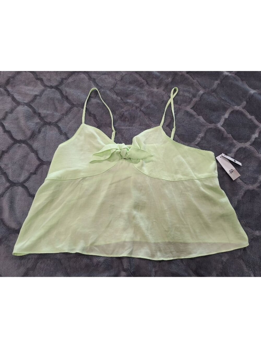 BP Light Green Tie-Front Spaghetti Strap Tank Top/Sz 1X